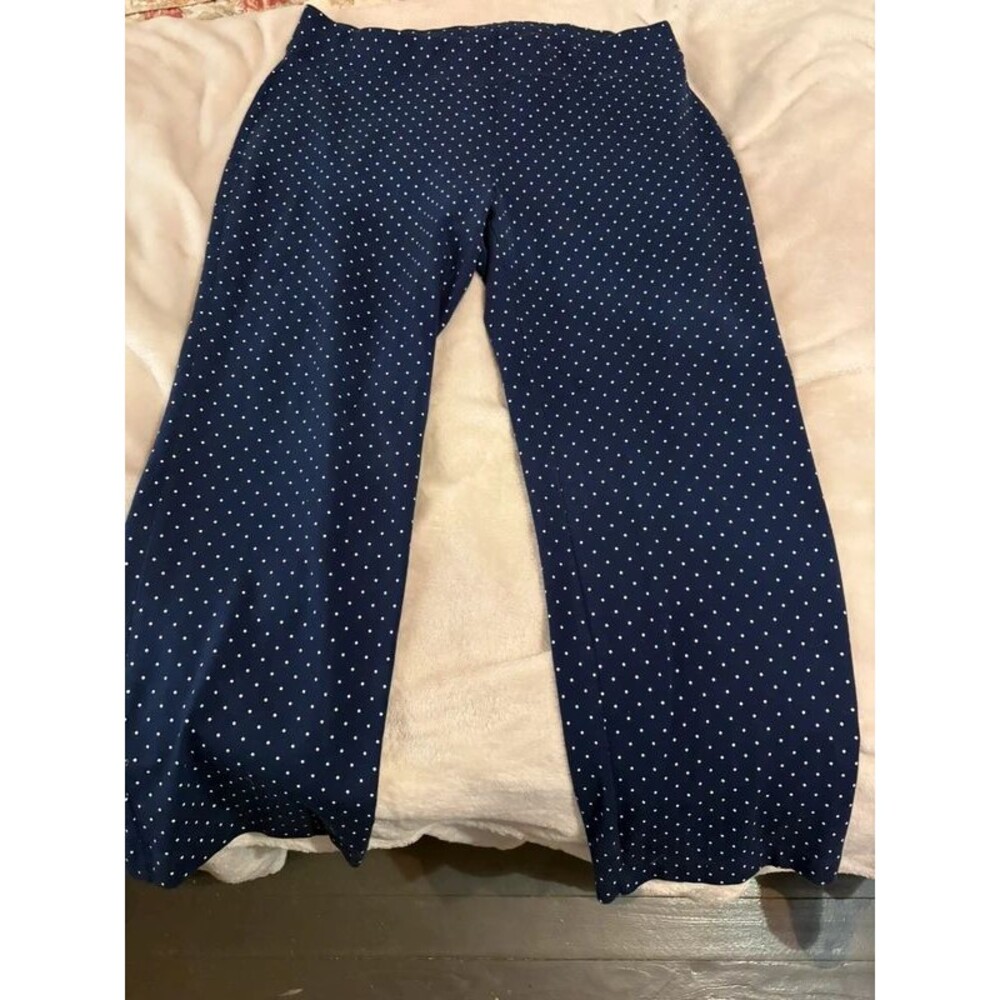 Lands end navy polka dot size 2X straight leg pull on pant